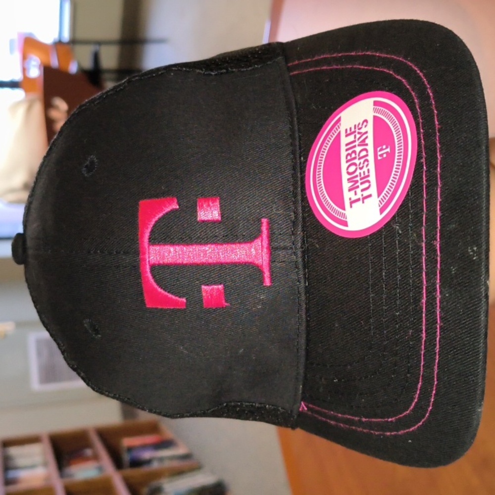 T-Mobile Hat Black Baseball Tuesdays Mesh Back Pink Adjustable Hat Cap